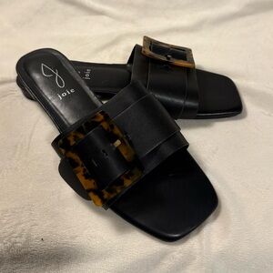 Joie Black Sandals with Tortoise Buckle